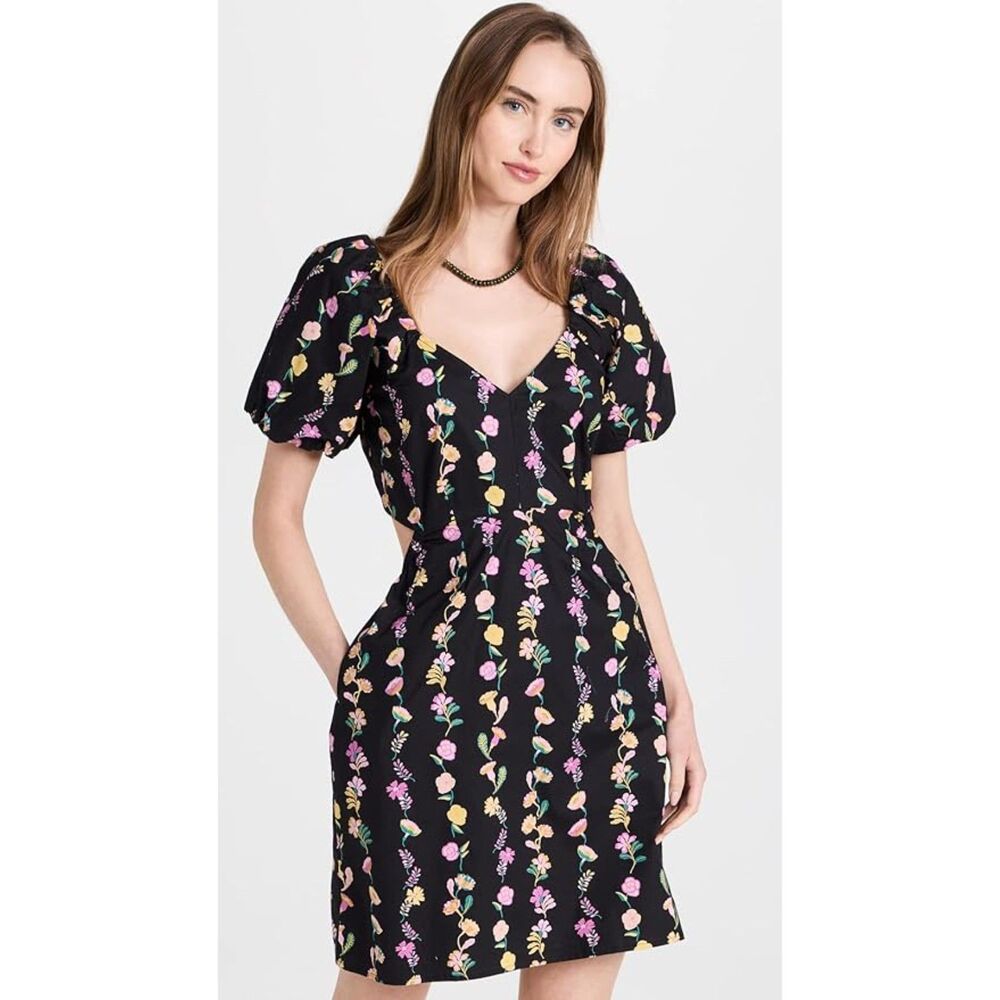 NWT Banjanan Julia Dress Black Multi Sundress Folk Floral Onyx - XS